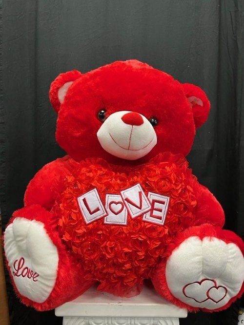 Jumbo Bear With Rose Heart (Red)