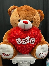 Jumbo Bear With Rose Heart (Brown)