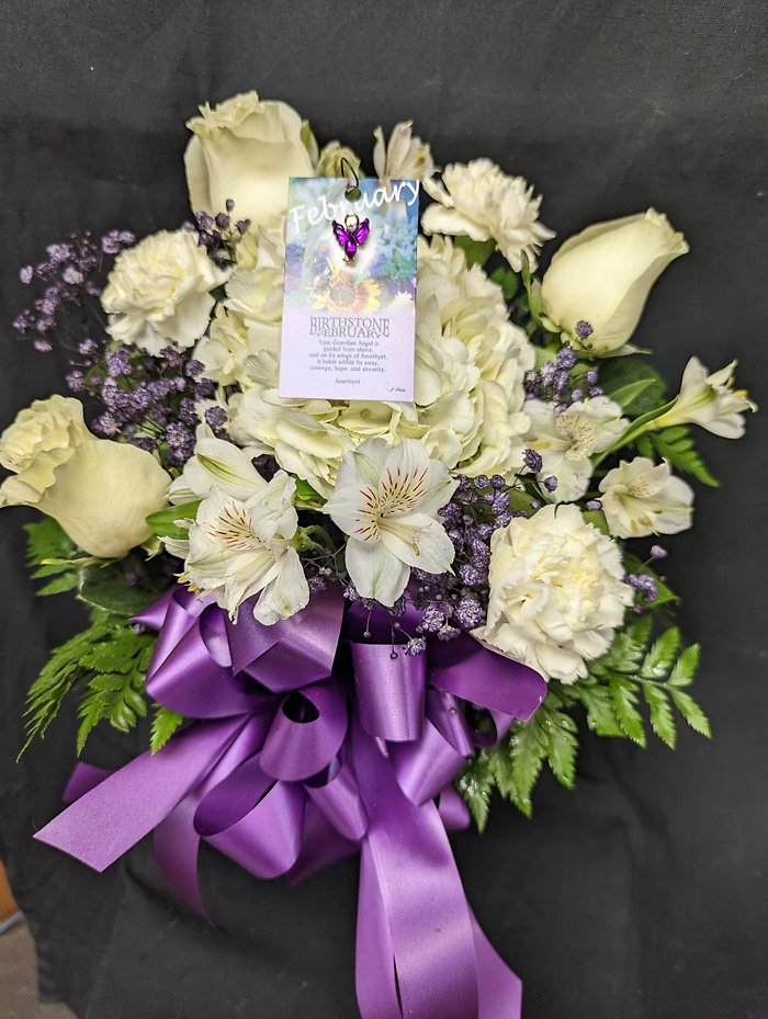 Angel February Birthstone Bouquet