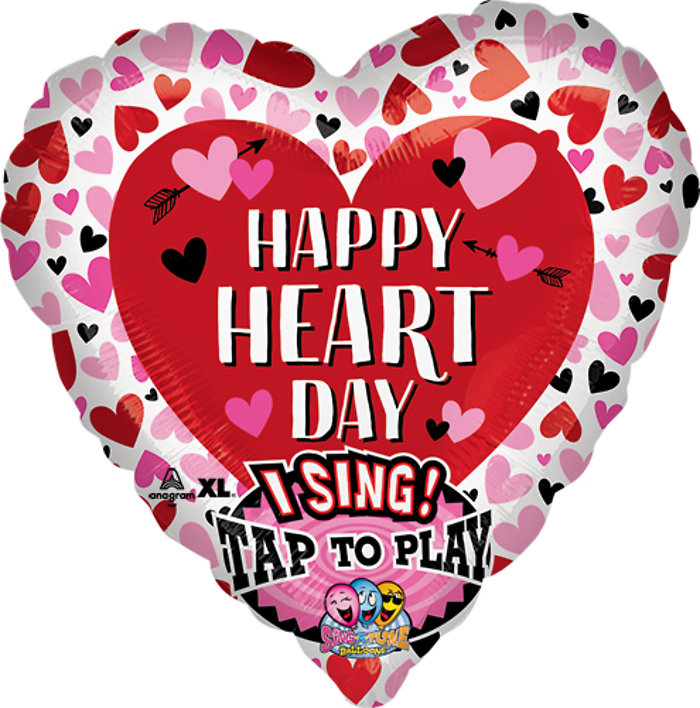 \"Happy Heart Day!\" Jumbo 28\" Singing Balloon