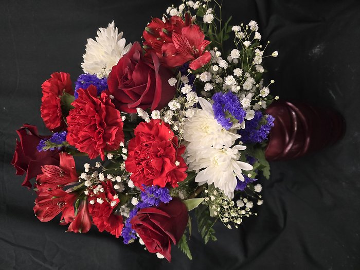 Enduring Artificial Red Roses in Gold Vase