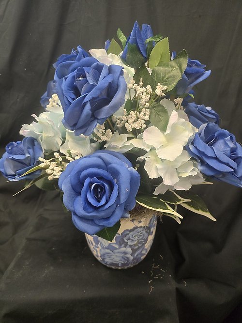 LifeLong Artificial Blue Rose & Hydrangea Arrangement