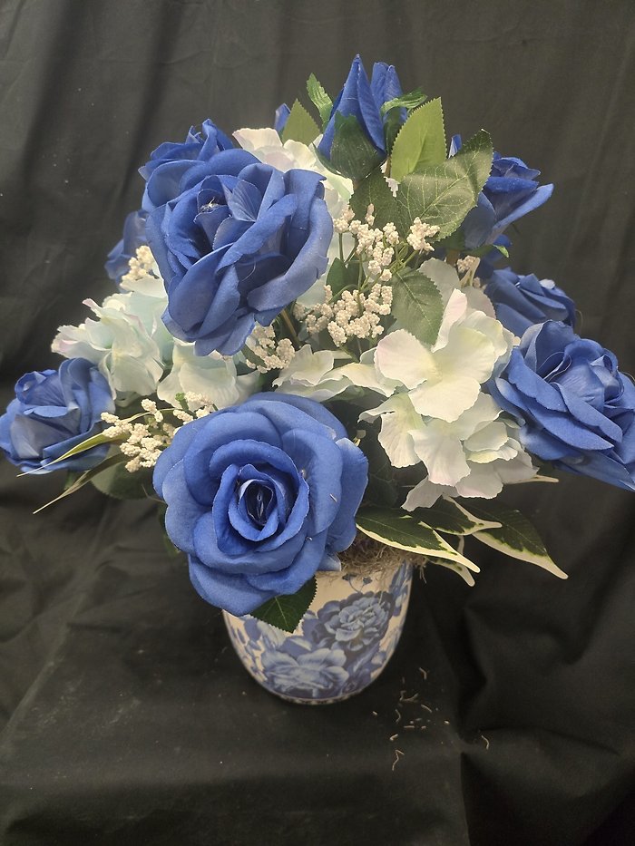 LifeLong Artificial Blue Rose & Hydrangea Arrangement