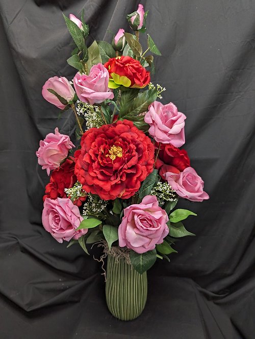 Evermore Pink and Red Artificial Vase