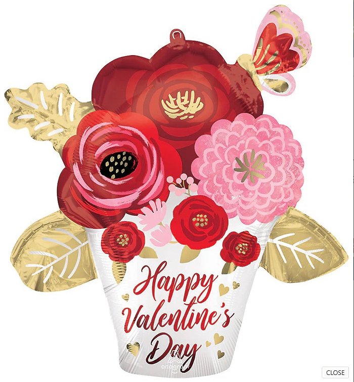 28in Valentine\'s Day Flowers Jumbo Mylar