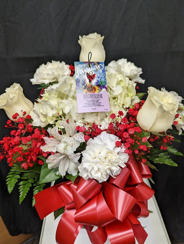 Angel January Birthstone Bouquet