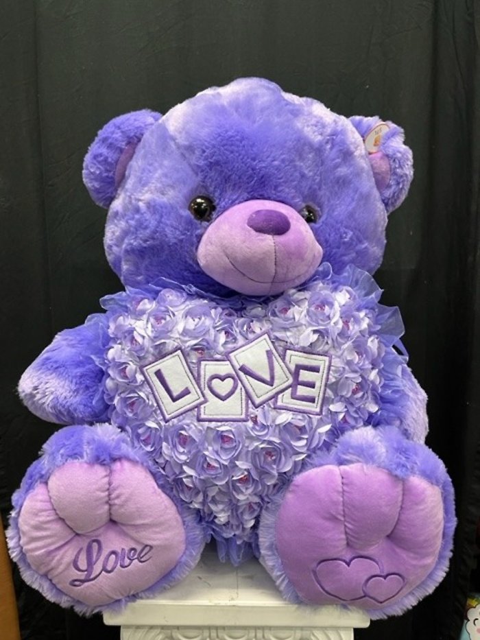 Jumbo Bear With Rose Heart (Lavender)