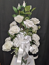 Enduring White Artificial Rose Vase