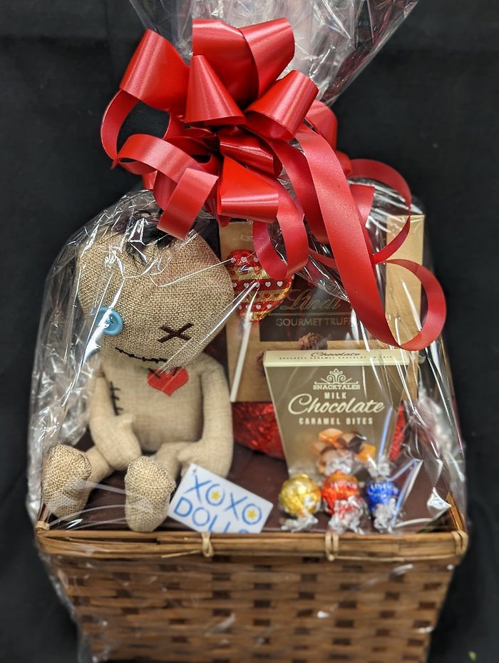 XOXO Voodoo Plush & Chocolate Basket